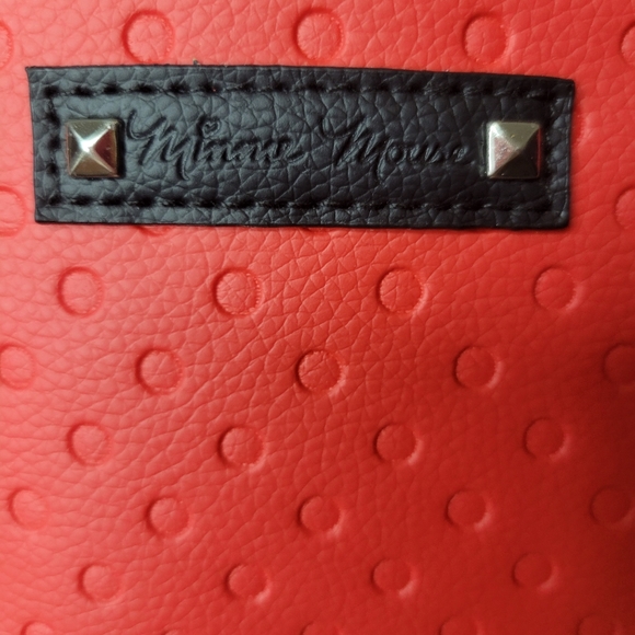 Disney Minnie Mouse Black & Red Polka Dot Bow Tie Small Backpack Purse NWT - Picture 3 of 12